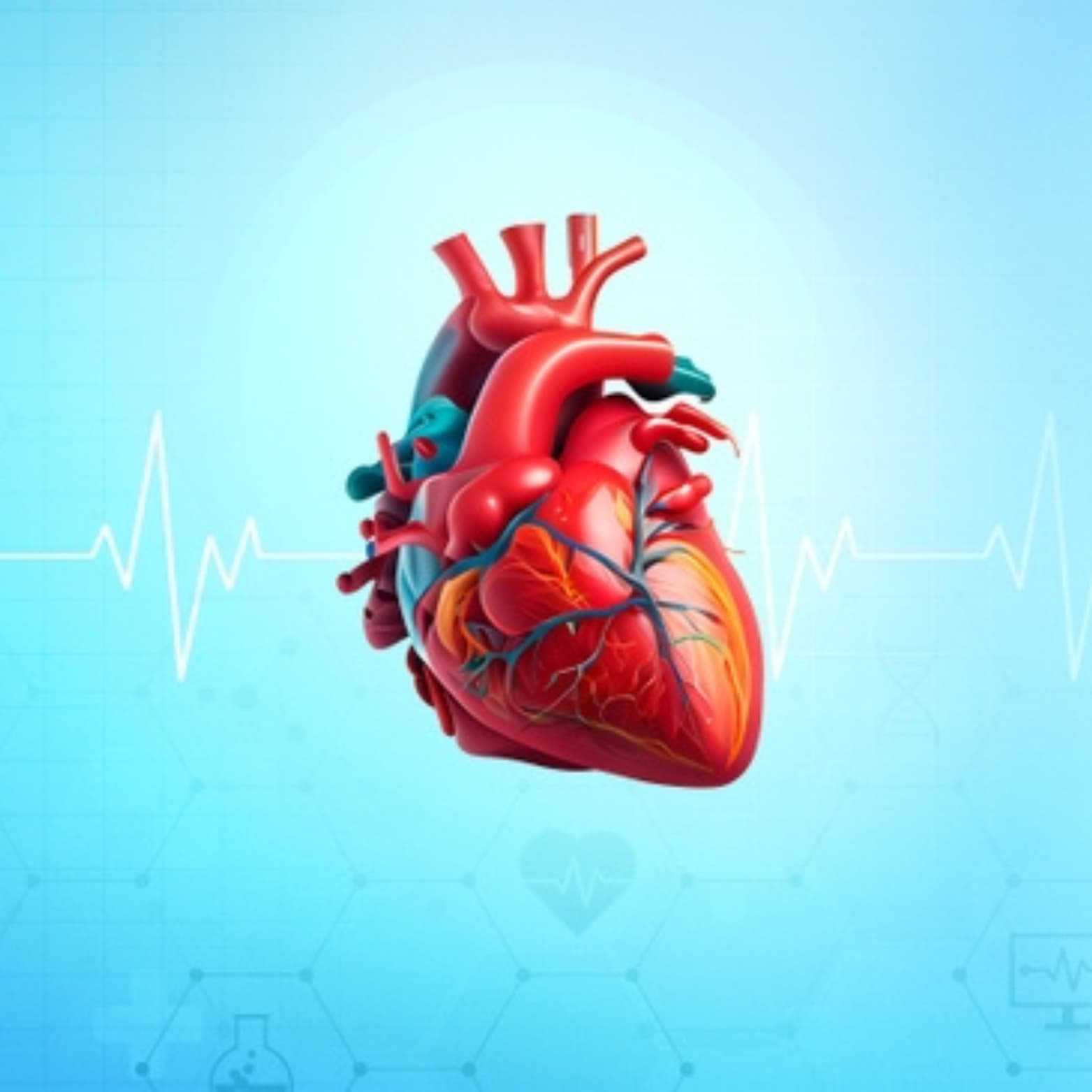 Medical illustration of a heart transplant procedure